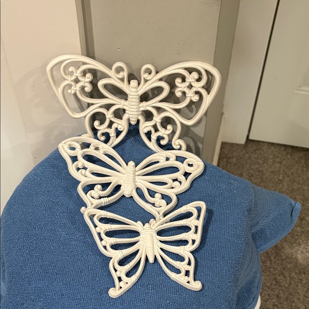 Vintage Homco Bamboo Style White Butterfly Wall Decor